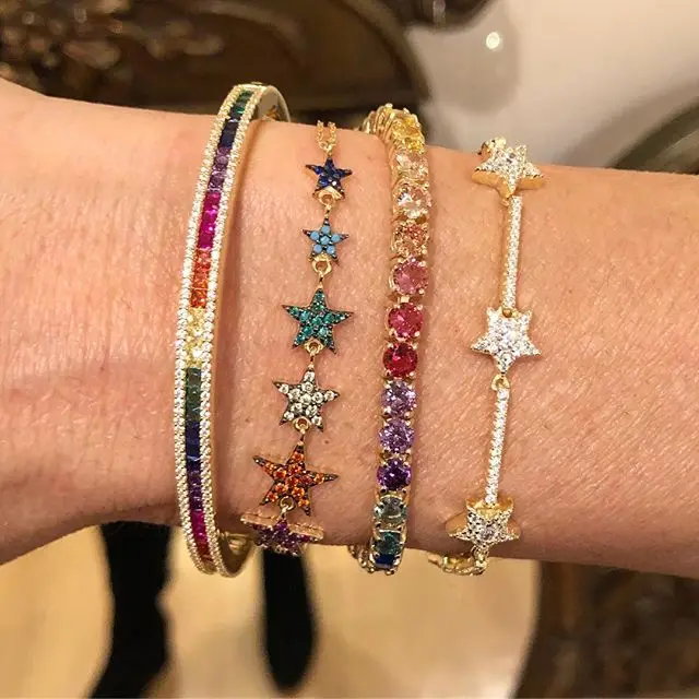 Trendy Zirconia Crystal Stars Slave Chain Bracelet for Women Finger Hand Silver color Stars Charm Bracelets Delicate CZ bracelet
Trendy Zirconia Crystal Stars Slave Chain Bracelet for Women Finger Hand Silver color Stars Charm Bracelets Delicate CZ bracelet