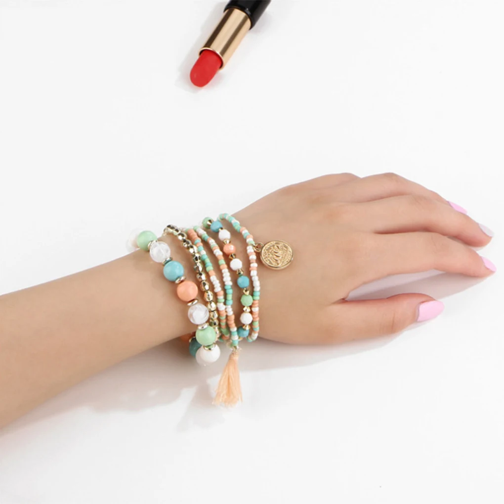 5pcs/set Women Bohemian Handmade Multilayer Colorful Beads Coin Tassel Bracelets Gift Bangles
5pcs/set Women Bohemian Handmade Multilayer Colorful Beads Coin Tassel Bracelets Gift Bangles