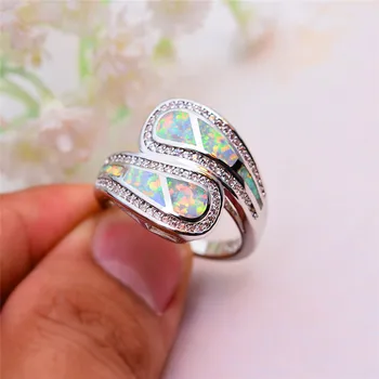 Luxury Female White Blue Fire Opal Ring Unique Silver Color Wedding Band Ring Promise Engagement Rings For Women
Luxury Female White Blue Fire Opal Ring Unique Silver Color Wedding Band Ring Promise Engagement Rings For Women