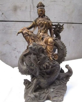 19 Chinese Buddhism Bronze Kwan-Yin Guan Yin Boddhisattva Ride on Dragon Statue
19 Chinese Buddhism Bronze Kwan-Yin Guan Yin Boddhisattva Ride on Dragon Statue