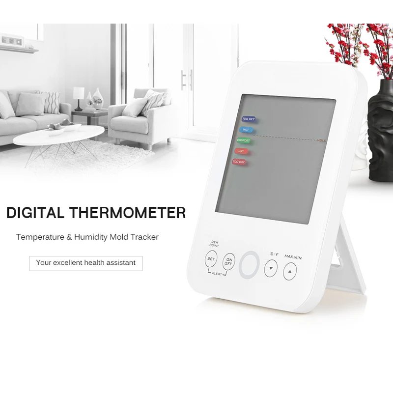 LCD Digital Thermometer Hygrometer Weather Station Temperature Humidity Hygrometer Tester Indoor Outdoor Mold Reminder Probe
LCD Digital Thermometer Hygrometer Weather Station Temperature Humidity Hygrometer Tester Indoor Outdoor Mold Reminder Probe