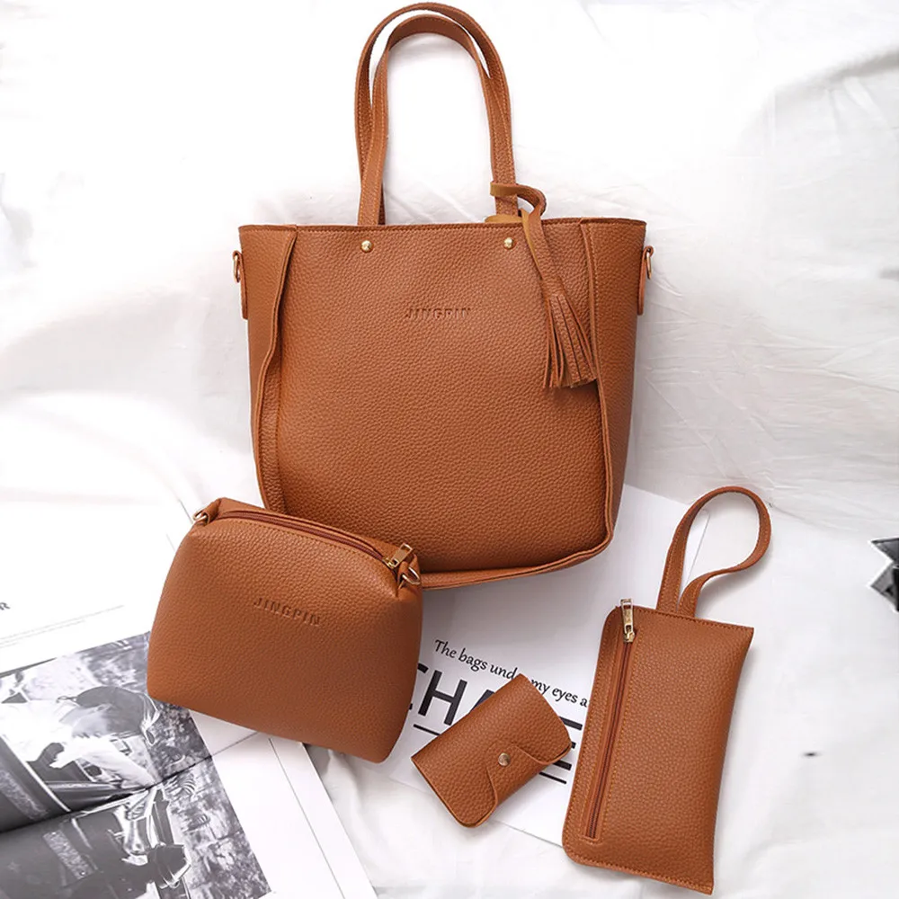 Women Four Pieces Handbag Shoulder Bags purses solid Vintage Multi-function Casual Crossbody Messenger Bag sac main femme bolsos
Women Four Pieces Handbag Shoulder Bags purses solid Vintage Multi-function Casual Crossbody Messenger Bag sac main femme bolsos