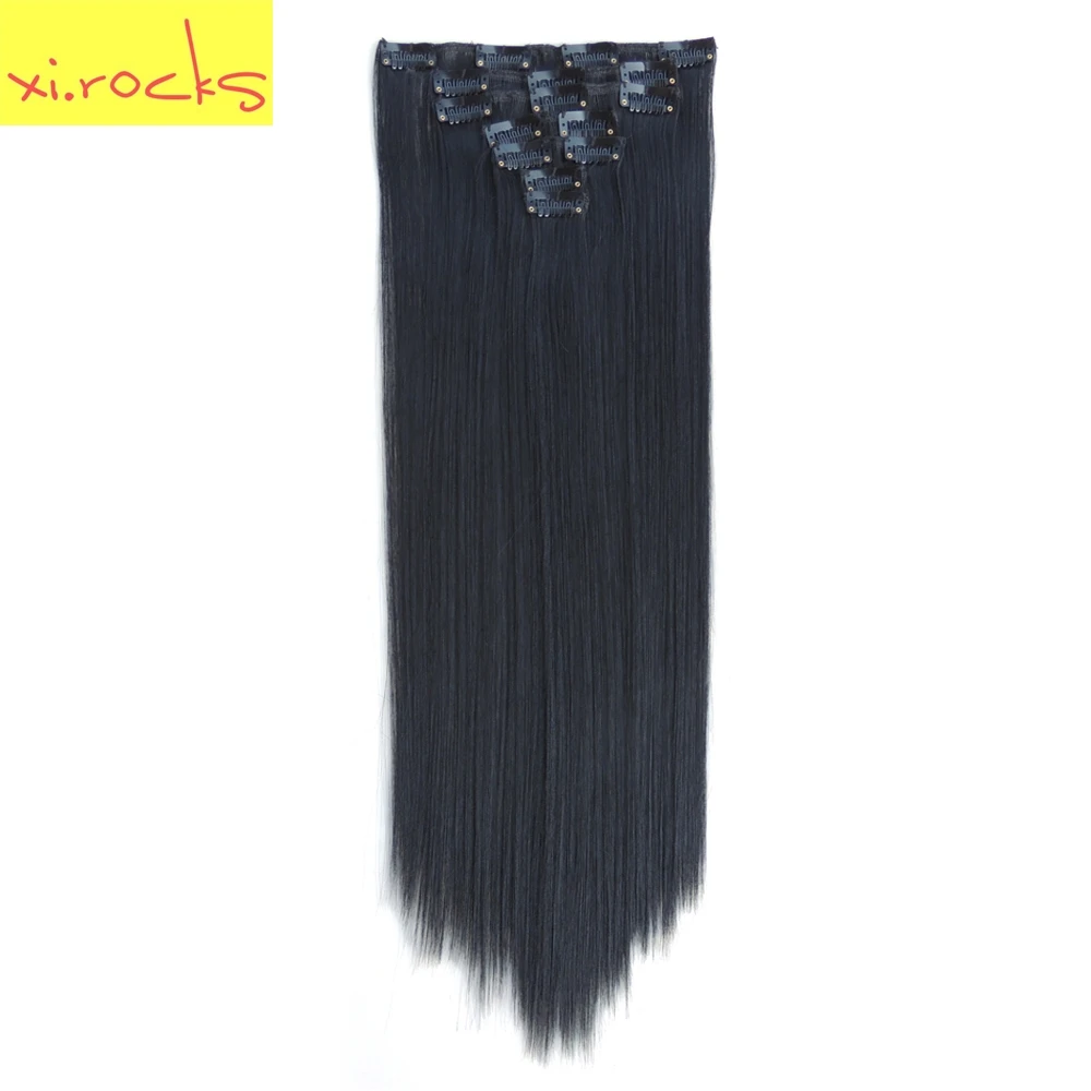 2set 7pcs/set Xi.rocks 16 Clip in Hair Extensions 55cm Synthetic Hair Extension 130g Straight Hairpiece Extensiones Jet Black 1
2set 7pcs/set Xi.rocks 16 Clip in Hair Extensions 55cm Synthetic Hair Extension 130g Straight Hairpiece Extensiones Jet Black 1