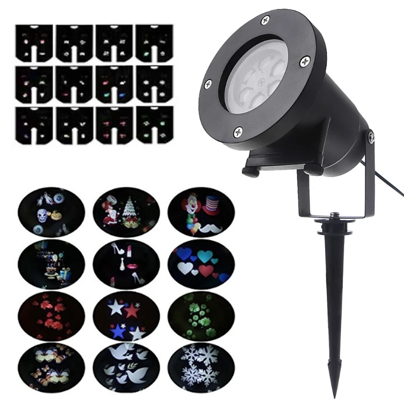 Waterproof Projector Rotating Landscape Lamp 12 Switchable Pattern LED Spotlight Christmas Party L22
Waterproof Projector Rotating Landscape Lamp 12 Switchable Pattern LED Spotlight Christmas Party L22