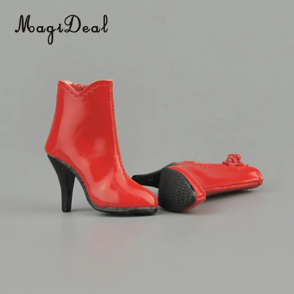 MagiDeal 1/6 Scale PU Leather Female High Heels Ankle Boots Shoes for 12 Inch Action Figure Body Model Acc Girls Gift 3Colors