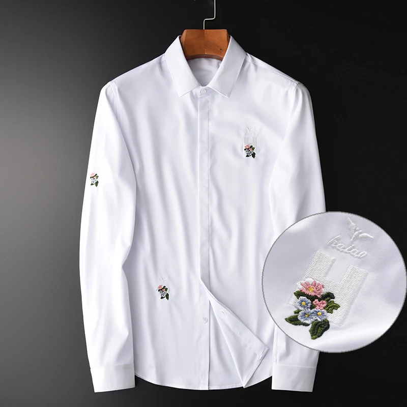 Minglu Men Shirt Luxury Flower Embroidered Business Casual Mens Dress Shirt Plus Size 4xl Silky Fabric White Shirt Slim Fit Male
Minglu Men Shirt Luxury Flower Embroidered Business Casual Mens Dress Shirt Plus Size 4xl Silky Fabric White Shirt Slim Fit Male