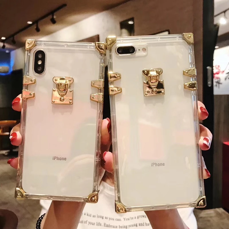 Fashion luxury brand square metal transparent soft silicone phone case for iphone 6 6s plus 7 8 plus X XS XR MAX clear cover
Fashion luxury brand square metal transparent soft silicone phone case for iphone 6 6s plus 7 8 plus X XS XR MAX clear cover