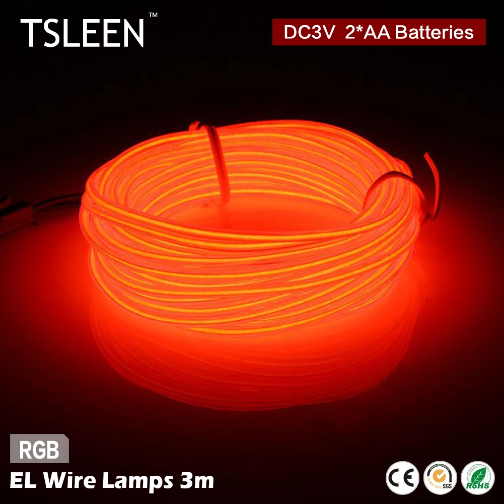 TSLEEN 9.9ft Colorful EL Wire LED Light String Strip Rope Car Dance Party Flashing/Strobe
TSLEEN 9.9ft Colorful EL Wire LED Light String Strip Rope Car Dance Party Flashing/Strobe