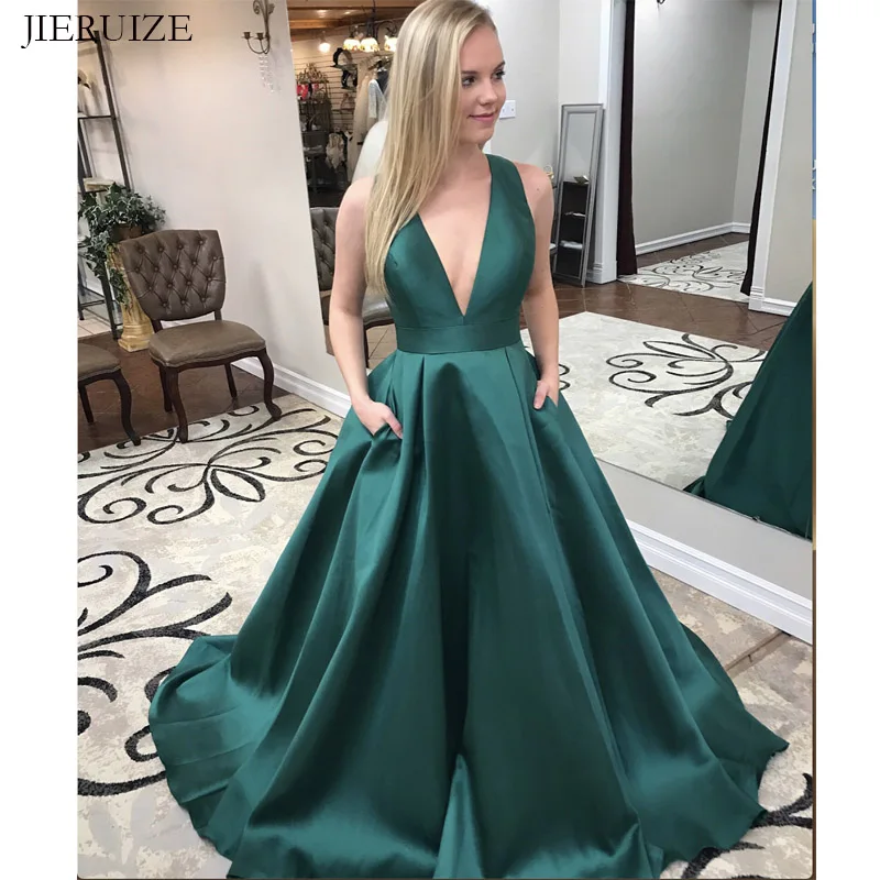 JIERUIZE Hunter Green Simple Long Evening Dresses Deep v-neck Sexy Long Prom Party Dresses Evening Gowns Cheap Formal Dress
JIERUIZE Hunter Green Simple Long Evening Dresses Deep v-neck Sexy Long Prom Party Dresses Evening Gowns Cheap Formal Dress