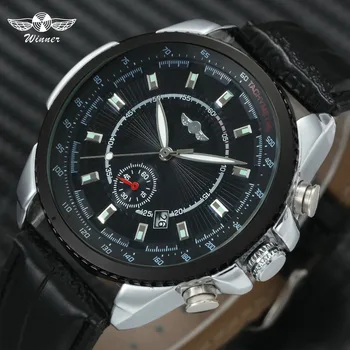Fashion Men's Automatic Watches Top Luxury Brand WINNER 2019 Men's Military Mechanical Wristwatches Leather Strap Calendar Clock
Fashion Men's Automatic Watches Top Luxury Brand WINNER 2019 Men's Military Mechanical Wristwatches Leather Strap Calendar Clock