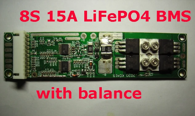 8S 15A LiFePO4 BMS/PCM/PCB battery protection board for 8 Packs 18650 Battery Cell w/ Balance
8S 15A LiFePO4 BMS/PCM/PCB battery protection board for 8 Packs 18650 Battery Cell w/ Balance