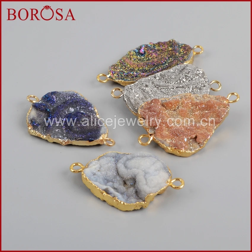 BOROSA 5pcs Freeform Titanium Galaxy Quartz Druzy Connector, Mix Color Gold Color Drusy Connector Gems for Bracelets G1227
BOROSA 5pcs Freeform Titanium Galaxy Quartz Druzy Connector, Mix Color Gold Color Drusy Connector Gems for Bracelets G1227