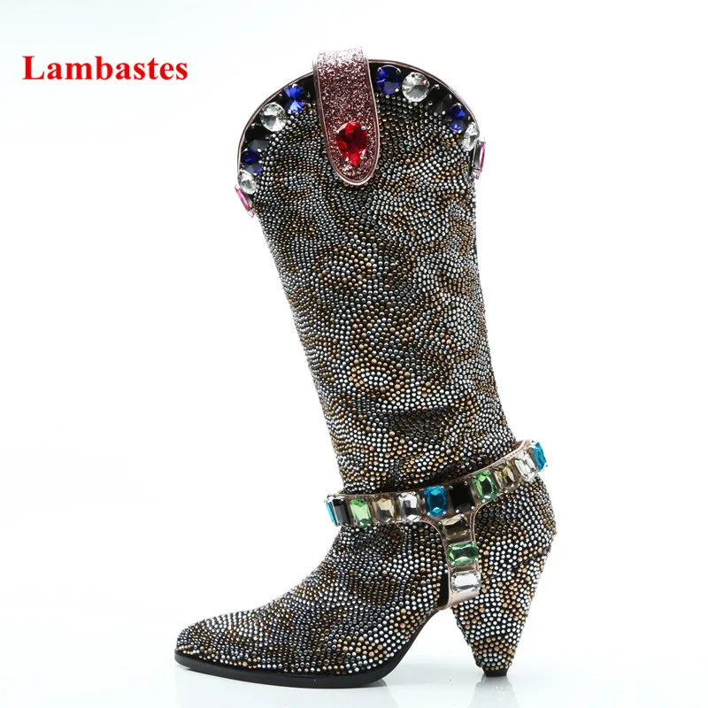 2018 Winter Western Boots Women Crystal Embellished Ankle High Slip On Botas Femenina Buckle Strap Spike Heel Runway Bottes
2018 Winter Western Boots Women Crystal Embellished Ankle High Slip On Botas Femenina Buckle Strap Spike Heel Runway Bottes