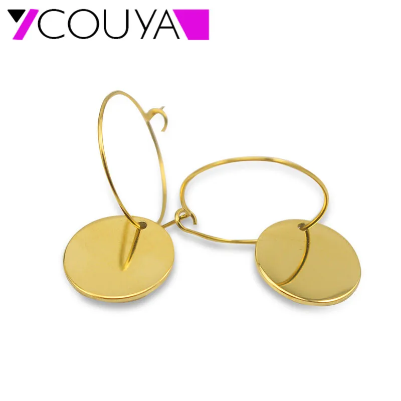 COUYA 2017 1 pair Women Stainless Steel Earrings Classic Simple Gold Color Round Pendant Stud Earrings Jewelry
COUYA 2017 1 pair Women Stainless Steel Earrings Classic Simple Gold Color Round Pendant Stud Earrings Jewelry