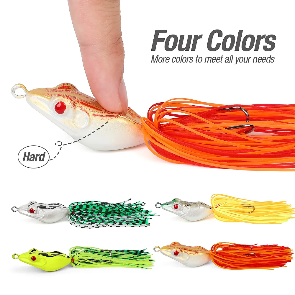 DONQL 4pcsSet 10g Fishing Lure Frog soft Silicone Artificial Bait Topwater Fishing Frog Kit Double Hooks Fish Lures Tackle 001 (4)