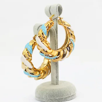 New Teal Blue White Fashion Hoop Earrings Large Big Size Copper Jewelry Tyre Enamel Wedding Events Earrings for Women EA045
New Teal Blue White Fashion Hoop Earrings Large Big Size Copper Jewelry Tyre Enamel Wedding Events Earrings for Women EA045