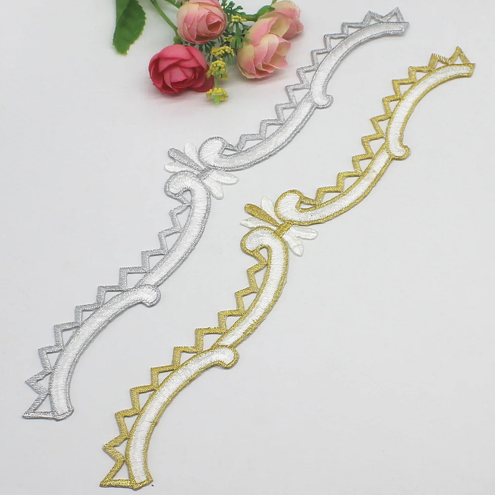 YACKALASI 10 Pieces/Lot Gold Trim Flower Lace Appliqued White Embroidery Patches Iron On Gold and Silver 32cm*5cm
YACKALASI 10 Pieces/Lot Gold Trim Flower Lace Appliqued White Embroidery Patches Iron On Gold and Silver 32cm*5cm