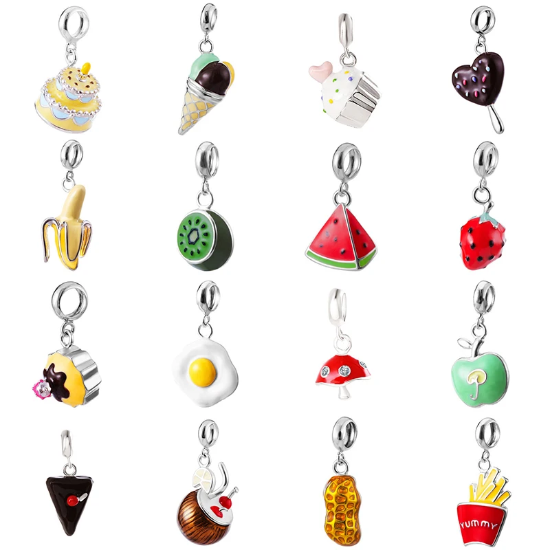 925 Sterling Silver Cartoon Ice Cream Banana Watermelon Cute Charm Food Pendant Beads Fit for dkg Women Bracelet DIY Jewelry
925 Sterling Silver Cartoon Ice Cream Banana Watermelon Cute Charm Food Pendant Beads Fit for dkg Women Bracelet DIY Jewelry