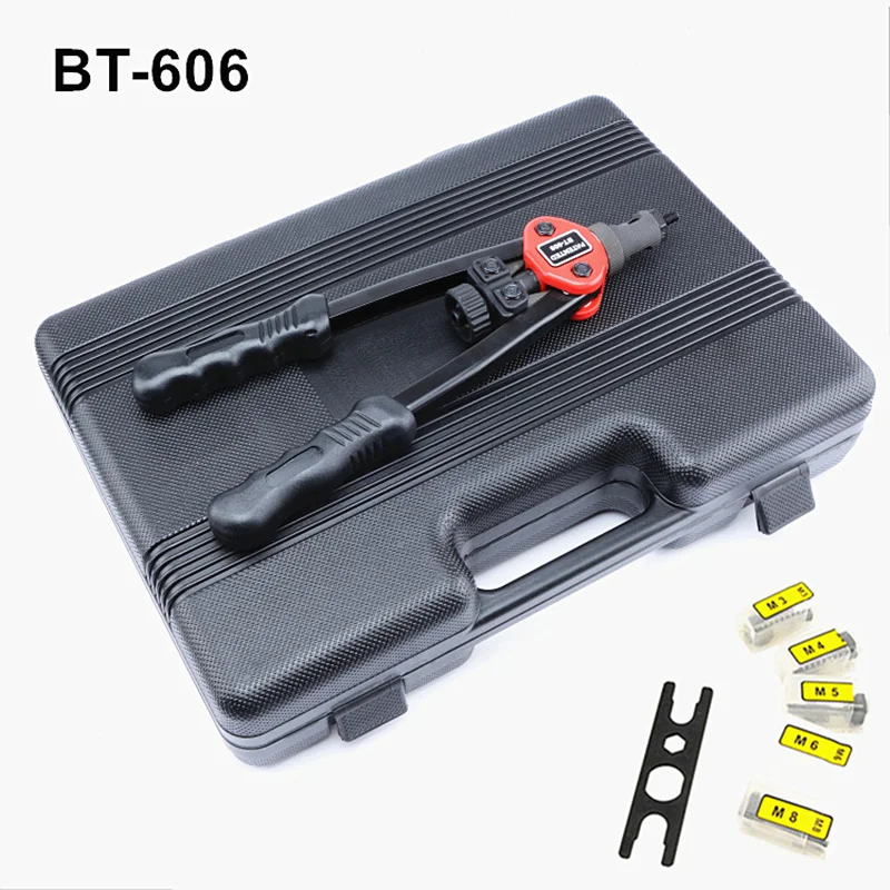 free shipping manual pull rivet nut gun hand riveter riveting tools BT-606 with nut dies M3,M4,M5,M6,M8 professional plastic box
free shipping manual pull rivet nut gun hand riveter riveting tools BT-606 with nut dies M3,M4,M5,M6,M8 professional plastic box