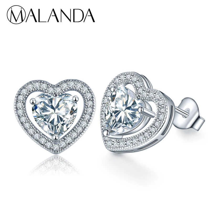 MALANDA Heart Shape Stud Earrings For Women White Cubic Zircon New Fashion Brand Earrings Party Wedding Jewelry Accessories G
MALANDA Heart Shape Stud Earrings For Women White Cubic Zircon New Fashion Brand Earrings Party Wedding Jewelry Accessories G