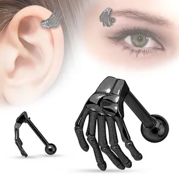 1pcs Surgical Stainless Steel Stud Earrings Skeleton Ghost Hand Shape Ear Tragus Piercing Fake Taper For Men Women Body Jewelry
1pcs Surgical Stainless Steel Stud Earrings Skeleton Ghost Hand Shape Ear Tragus Piercing Fake Taper For Men Women Body Jewelry