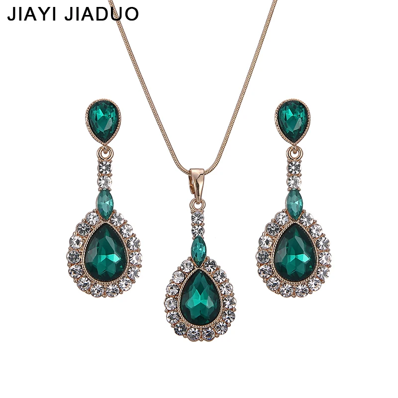 jiayijiaduo Elegant Bridal Jewelry Gold-color Necklace Earrings Set Water Drop Pendant For Wedding Party Costume Accessories
jiayijiaduo Elegant Bridal Jewelry Gold-color Necklace Earrings Set Water Drop Pendant For Wedding Party Costume Accessories