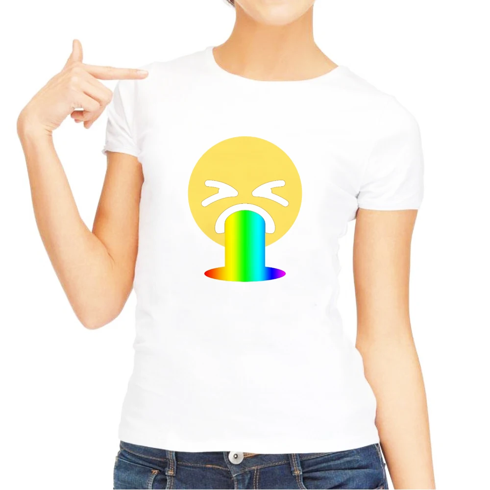 Радуга мопса Emoji футболка Забавный Прохладный для женщин Одежда Лето 2018 г. топы