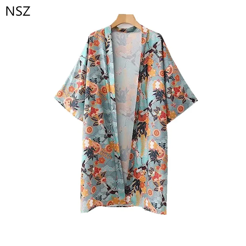 NSZ Women Summer Boho Kimono Floral Printed Cardigan Beach Long Shirt Blouse Half Sleeve Loose Casual Ladies Top Blusa
NSZ Women Summer Boho Kimono Floral Printed Cardigan Beach Long Shirt Blouse Half Sleeve Loose Casual Ladies Top Blusa