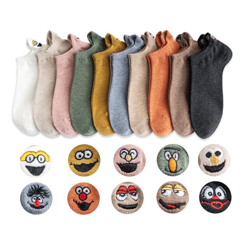 10 Pairs/Lot Summer Kawaii Cartoon Smiley Face Embroidery Ankle Socks Women Funny Expression Cotton Socks Female Short Socks
10 Pairs/Lot Summer Kawaii Cartoon Smiley Face Embroidery Ankle Socks Women Funny Expression Cotton Socks Female Short Socks