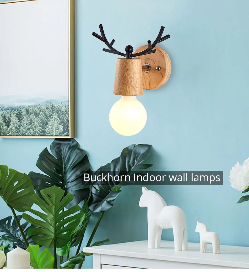 Wooden LED Wall Lamp E27 Bulb Bedroom Light Living Room Hotel Lighting Retro Vintage Stair Indoor Wall Lights Sconce Lamp (5)