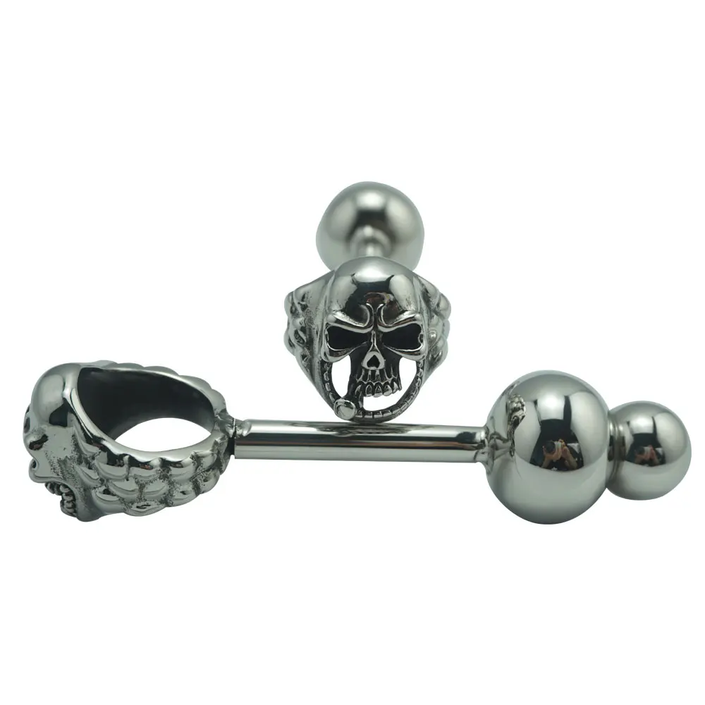 Length 128mm new design Skull head stainless steel anal butt plug with cock ring metal two anal beads fetish insert sex toys 3 Length 128mm new design Skull head stainless steel anal butt plug with cock ring metal two anal beads fetish insert sex toys 3