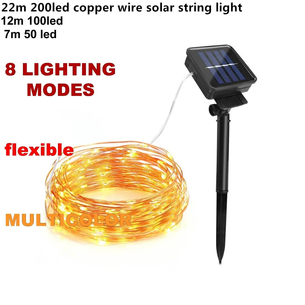 8 modes multicolor Solar String Lights 5m 12M 22M 200 LED Wire Fairy Waterproof Solar Power Lamp For Christmas Holiday Outdoor
8 modes multicolor Solar String Lights 5m 12M 22M 200 LED Wire Fairy Waterproof Solar Power Lamp For Christmas Holiday Outdoor