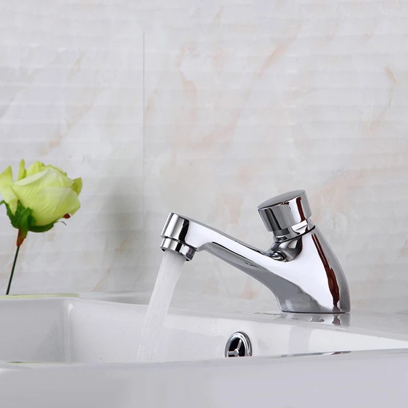 Bathroom Washbasin Tap Copper Time Delay Faucet Touch Press Auto Self Closing Single Cold Water Saving Tap for Public Toilet 
Bathroom Washbasin Tap Copper Time Delay Faucet Touch Press Auto Self Closing Single Cold Water Saving Tap for Public Toilet