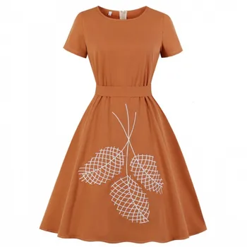 2019 Short Sleeves Plain Vintage Dress Women O -style Belted Tunika Party Dress Elegant Retro Cotton Summer Clothes
2019 Short Sleeves Plain Vintage Dress Women O -style Belted Tunika Party Dress Elegant Retro Cotton Summer Clothes