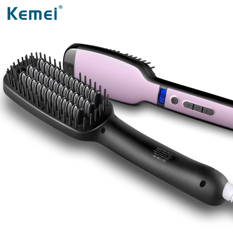Kemei HC111 Steam Hair Straightening Brush Comb Irons LCD Temperature Display Electric Hair Straightener Brush 80-230 Degree
Kemei HC111 Steam Hair Straightening Brush Comb Irons LCD Temperature Display Electric Hair Straightener Brush 80-230 Degree