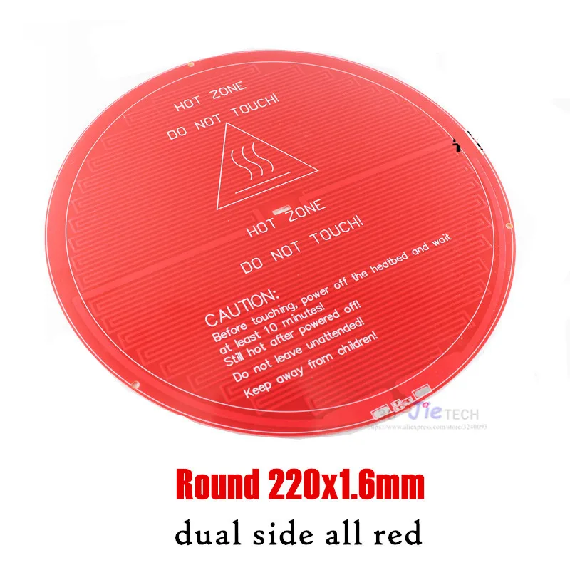 MK2Y Round 220mm Heated Bed, print diameter 200mm, PCB 12V ( dual side all red ) Upgraded version for Rostock Kossel 3D Printer
MK2Y Round 220mm Heated Bed, print diameter 200mm, PCB 12V ( dual side all red ) Upgraded version for Rostock Kossel 3D Printer