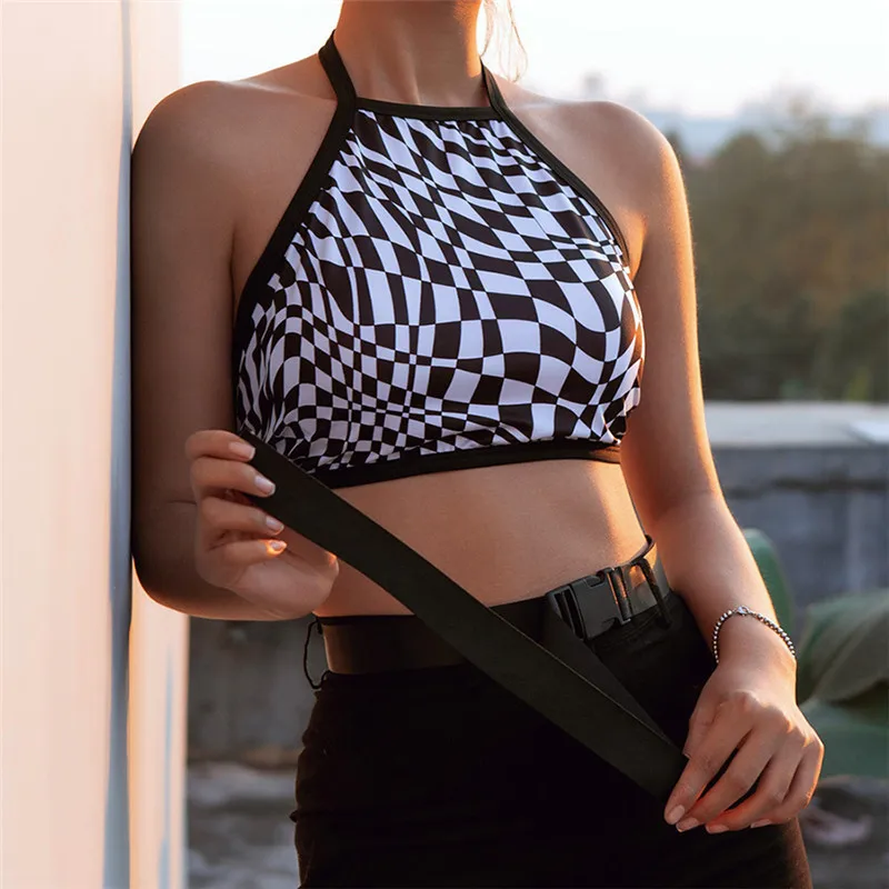 Black and White Geometric Print Sexy Halter Crop Tops Streetwear Rave Festival 2019 Summer Womens Tanks
Black and White Geometric Print Sexy Halter Crop Tops Streetwear Rave Festival 2019 Summer Womens Tanks