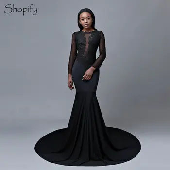 Long Sexy Prom Dress Mermaid Long Sleeve Top Lace Sheer Back African Floor Length Black Prom Dresses 2020
Long Sexy Prom Dress Mermaid Long Sleeve Top Lace Sheer Back African Floor Length Black Prom Dresses 2020