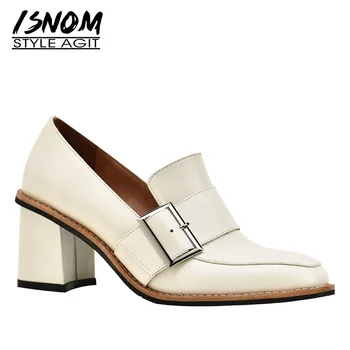 ISNOM Cow Leather Pumps Women Square Toe Footwear Thick Heels Office Shoes Female Fashion Buckle Shoes Woman Spring 2020 New
ISNOM Cow Leather Pumps Women Square Toe Footwear Thick Heels Office Shoes Female Fashion Buckle Shoes Woman Spring 2020 New
