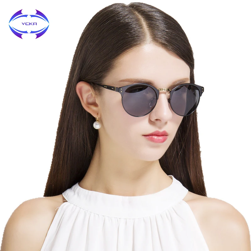 

VCKA Coating Mirrored Sunglass Round Circle Lens Woman Sunglasses Points Women Glasses Brand Designer Men lunette de soleil