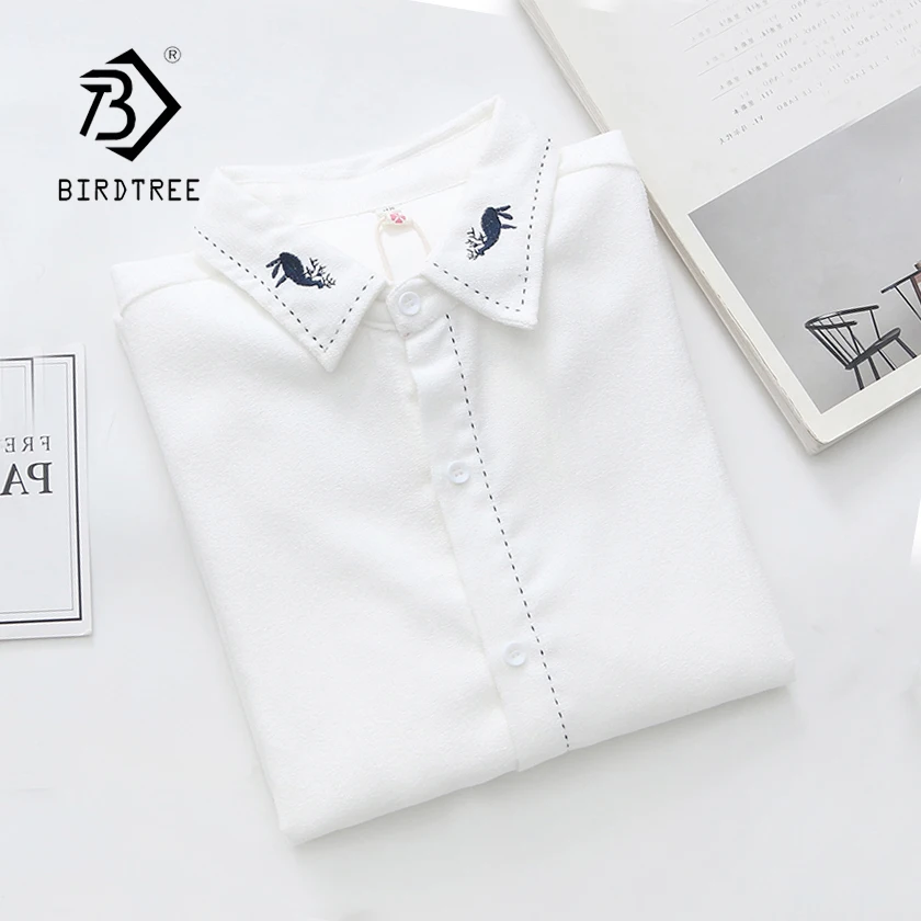 2018 New Women White Thicken Blouses Moose Embroidery Button Up Camisa Loose Long Sleeve Fashion Sweet Blusa Feminina T89412F
2018 New Women White Thicken Blouses Moose Embroidery Button Up Camisa Loose Long Sleeve Fashion Sweet Blusa Feminina T89412F