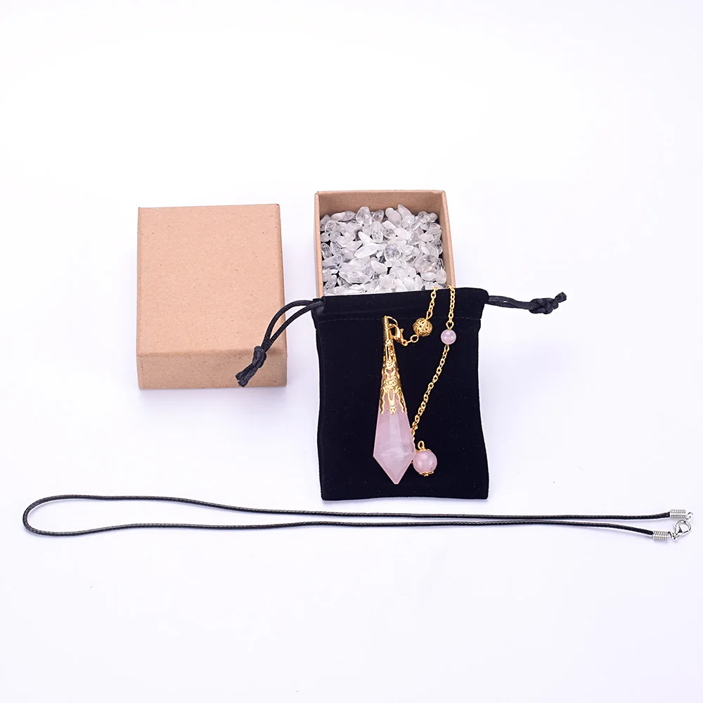 Fashion Pendulum Jewelry Natural Rose Quartz Healing Crystal Pendulum Quartz Crystal Pendant Necklace Dowsing Reiki Chakra
Fashion Pendulum Jewelry Natural Rose Quartz Healing Crystal Pendulum Quartz Crystal Pendant Necklace Dowsing Reiki Chakra