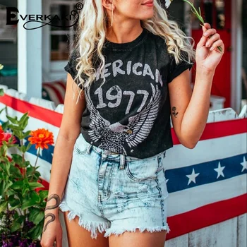 Everkaki Cotton 1977 Vintage T shirt Women Eagle Pattern Casual T Shirt Tees&Tops Retro Punk Boho Tee Shirt Femme Summer 2020
Everkaki Cotton 1977 Vintage T shirt Women Eagle Pattern Casual T Shirt Tees&Tops Retro Punk Boho Tee Shirt Femme Summer 2020
