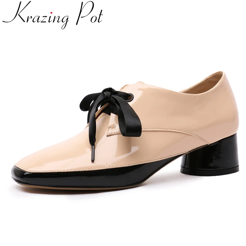 new arrival square toe patent leather lace up solid med heel women pumps party preppy style elegant office lady spring shoes L07
new arrival square toe patent leather lace up solid med heel women pumps party preppy style elegant office lady spring shoes L07