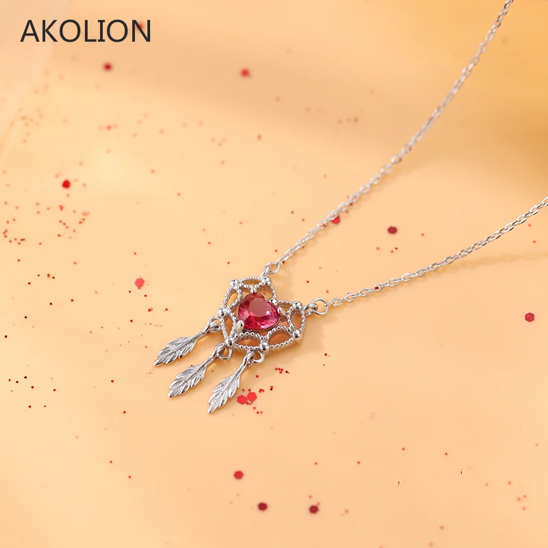 Silver Red Heart Dream Catcher Feather Necklace 925 AAA Heart Zircon Pendants Necklace For Women Fashion Necklace Girl Jewelry
Silver Red Heart Dream Catcher Feather Necklace 925 AAA Heart Zircon Pendants Necklace For Women Fashion Necklace Girl Jewelry