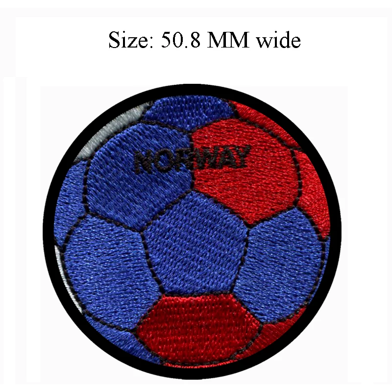 Soccer Ball Norway embroidery patch 50.8 MM wide /sports/glue backing/for jacket
Soccer Ball Norway embroidery patch 50.8 MM wide /sports/glue backing/for jacket