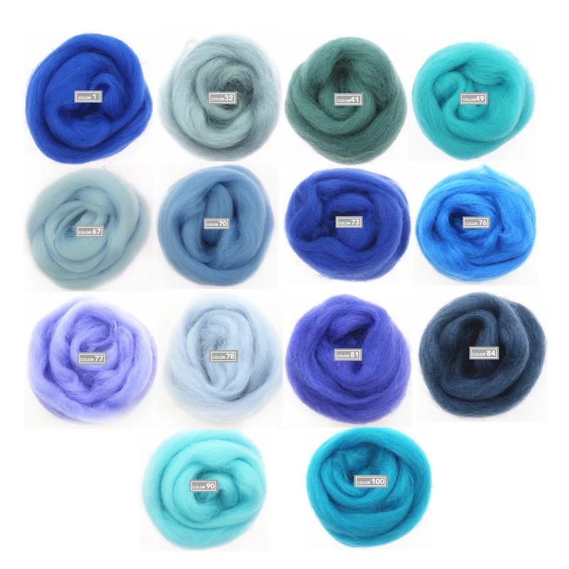 14 Colors Blue Series Wool Fibre 10g/20g/50g/bag Flower Plants Wool Roving Needle Felting Handmade Spinning DIY Craft Materials
14 Colors Blue Series Wool Fibre 10g/20g/50g/bag Flower Plants Wool Roving Needle Felting Handmade Spinning DIY Craft Materials