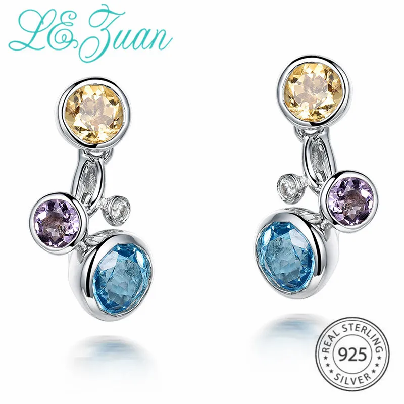 L&zuan 100% Real 925 Sterling Silver Earrings 1.764ct Natural Topaz/Citrine/Amethyst Stud Earrings For Woman Christmas Gifts
L&zuan 100% Real 925 Sterling Silver Earrings 1.764ct Natural Topaz/Citrine/Amethyst Stud Earrings For Woman Christmas Gifts