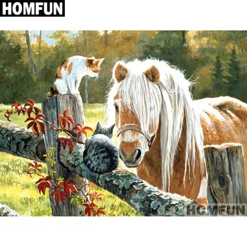 HOMFUN Full Square/Round Drill 5D DIY Diamond Painting "Horse & cat" Embroidery Cross Stitch 5D Home Decor Gift A01237 
HOMFUN Full Square/Round Drill 5D DIY Diamond Painting "Horse & cat" Embroidery Cross Stitch 5D Home Decor Gift A01237