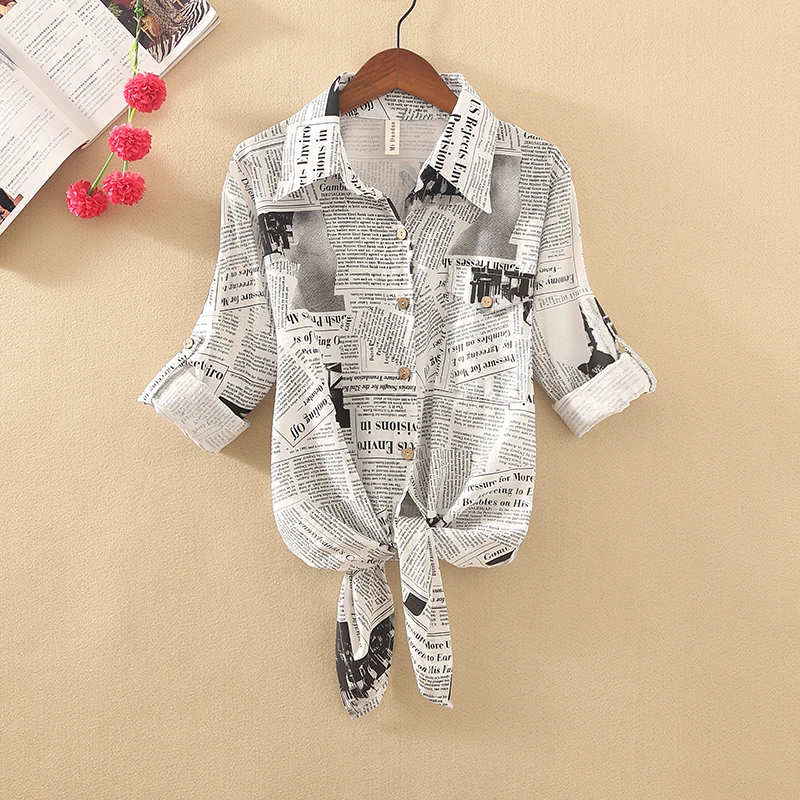 Women Summer Harajuku Irregular Newspaper Letter Print Cotton Lien Loose Sunscreen Shirt Top Blouse Tops Blusa Cardigan Outwear
Women Summer Harajuku Irregular Newspaper Letter Print Cotton Lien Loose Sunscreen Shirt Top Blouse Tops Blusa Cardigan Outwear